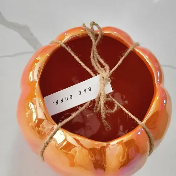 Rae Dunn Iridescent Orange Pumpkin I only have pies for you planter NEW - Picture 5 of 6